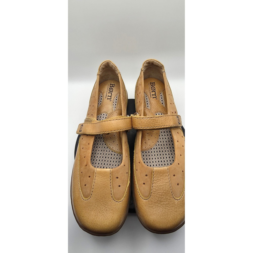Born Womens Tan Leather Mary Jane Flats Comfort Shoes W1580 Size 6 36.5